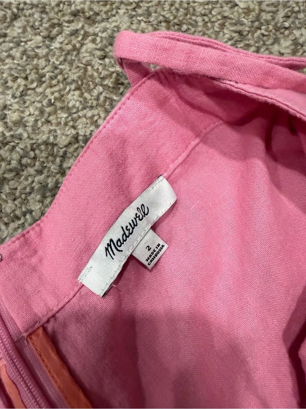 Madewell pink linen mini dress